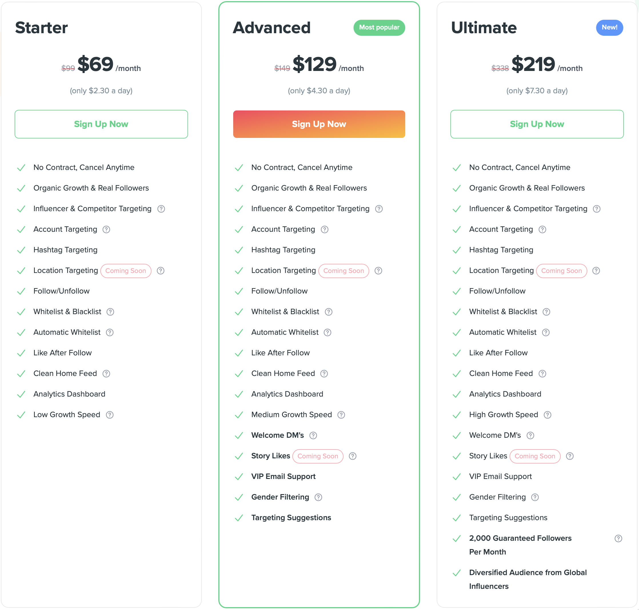 kicksta pricing